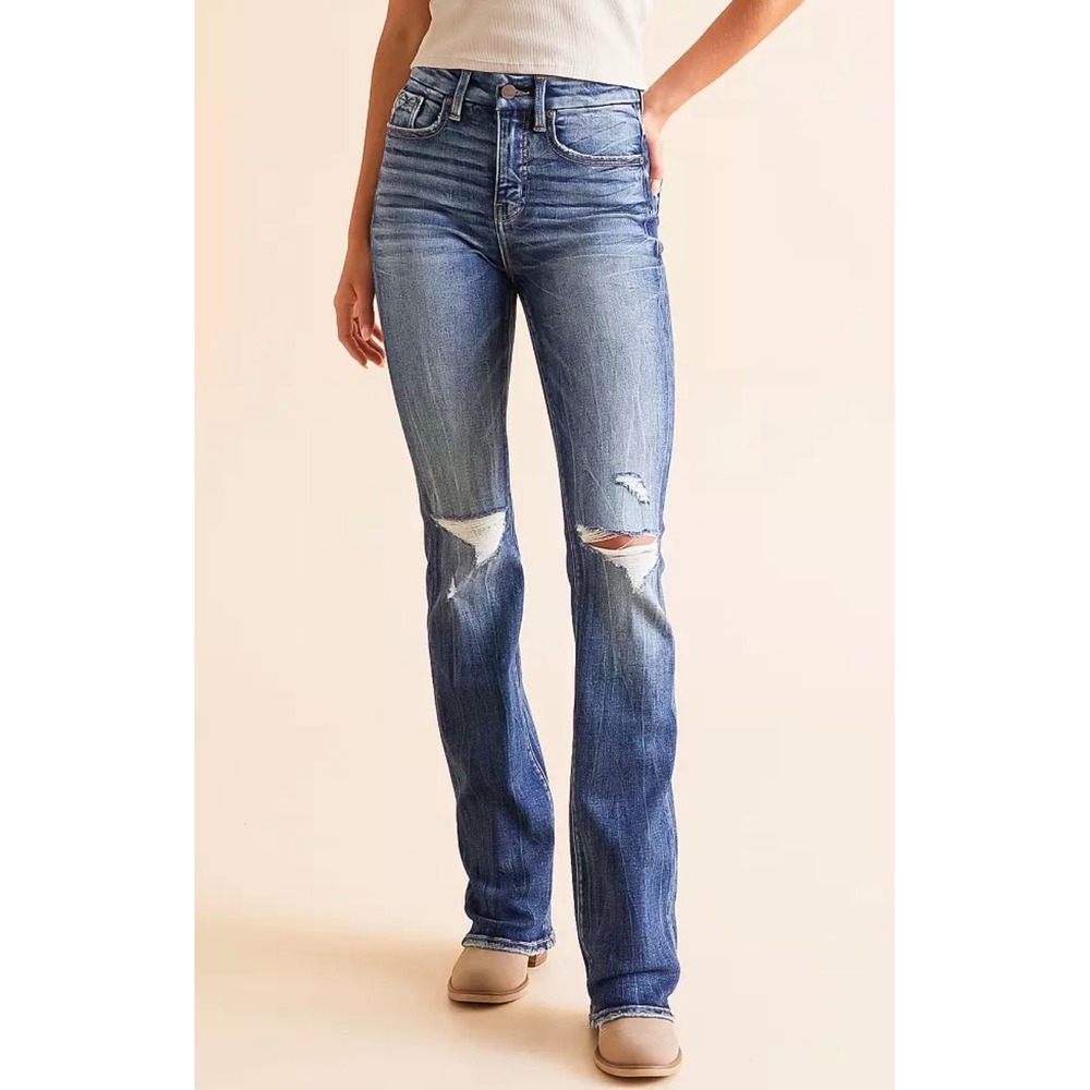 Buckle Black Bootcut Jeans No.53 Distressed Women's 29x36 Stretch Denim Tailored